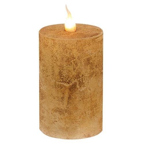 Grungy Tan LED Pillar Candle, 2" x 3" - The Fox Decor