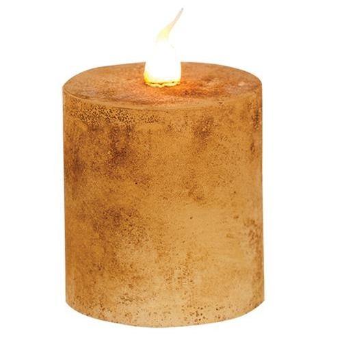 Grungy Tan LED Pillar Candle, 2" x 2.25" - The Fox Decor