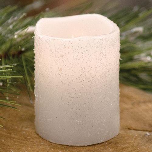 White Frosty Timer Votive, 2" x 2.5" - The Fox Decor