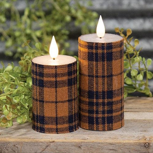 Fall Plaid Realistic Flame LED Votive, 3"