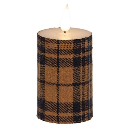 Fall Plaid Realistic Flame LED Votive, 3"