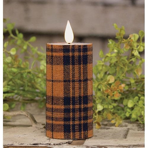 Fall Plaid Realistic Flame LED Votive, 4" - The Fox Decor