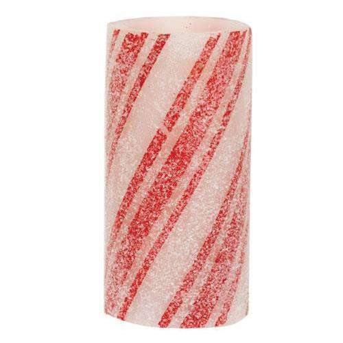 Multi-Stripe Candy Cane Timer Pillar Candle, 3" x 6"