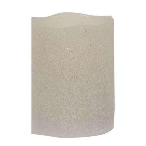 White Frosty Timer Pillar Candle, 3" x 4"