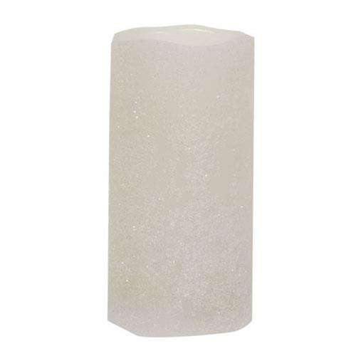 White Frosty Timer Pillar Candle, 3" x 6"