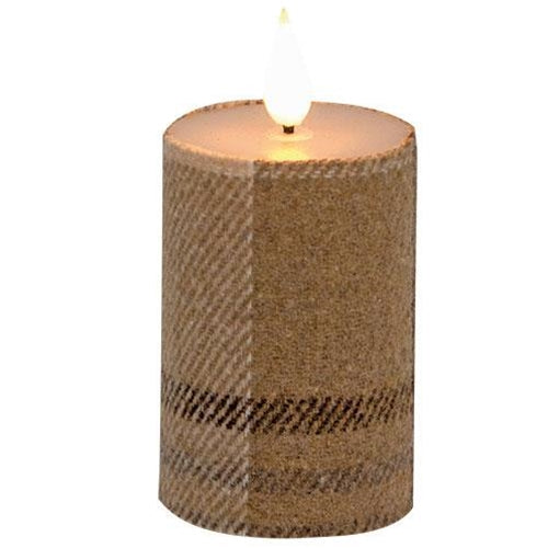 Cozy Fall Plaid Realistic Flame LED Votive, 3" - The Fox Decor