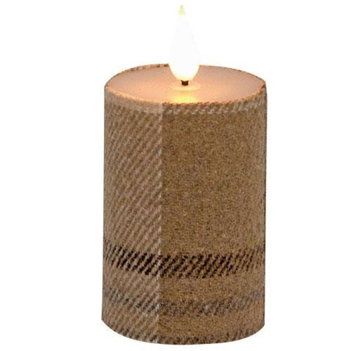 Cozy Fall Plaid Realistic Flame LED Votive, 3"