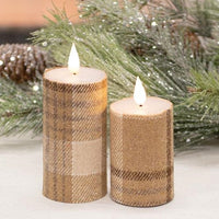 Thumbnail for Cozy Fall Plaid Realistic Flame LED Votive, 4