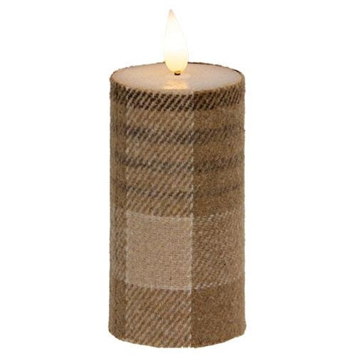 Cozy Fall Plaid Realistic Flame LED Votive, 4"