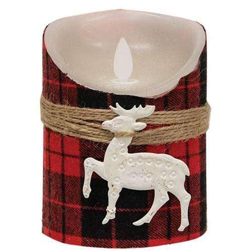 Deer Lodge LED Flicker Pillar, 3.5" x 4.75" - The Fox Decor