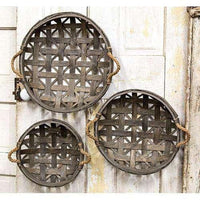 Thumbnail for 3/Set, Natural Round Tobacco Baskets w/Jute Handles - The Fox Decor