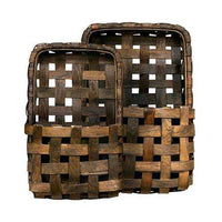 Thumbnail for 2/Set, Brown Tobacco Wall Pocket Baskets - The Fox Decor
