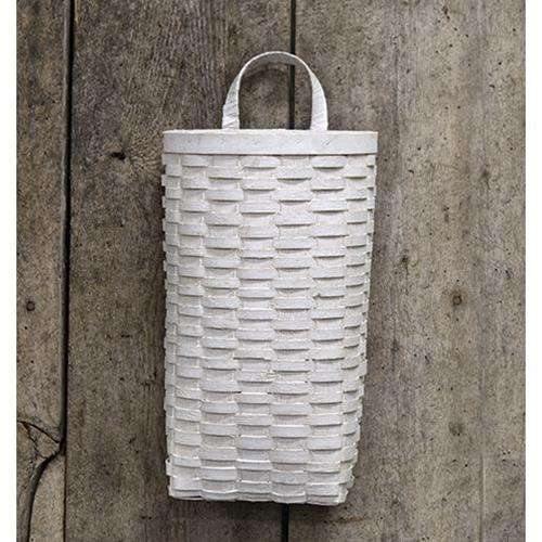 Whitewash Half Moon Wall Basket, 14x8 - The Fox Decor