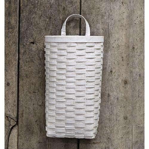 Whitewash Half Moon Wall Basket, 14x8