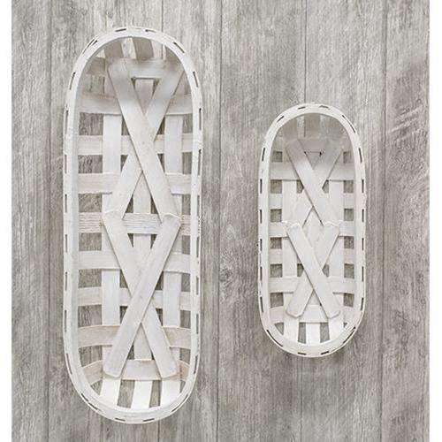 2/Set, Whitewash Oval Tobacco Baskets - The Fox Decor