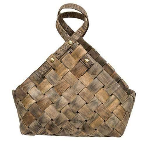 Rustic Woven Gathering Basket w/Loop Handles