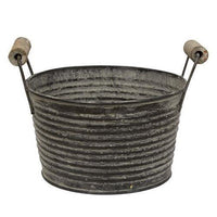 Thumbnail for Mini Graywashed Washtub w/ Wood Handles - The Fox Decor