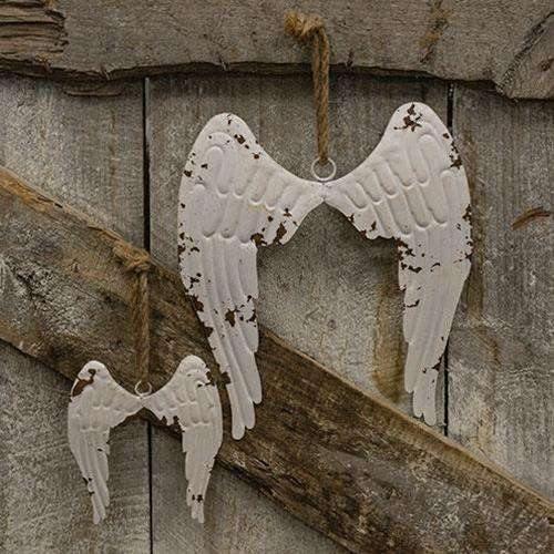 Hanging Shabby Chic Angel Wings, Large - The Fox Decor