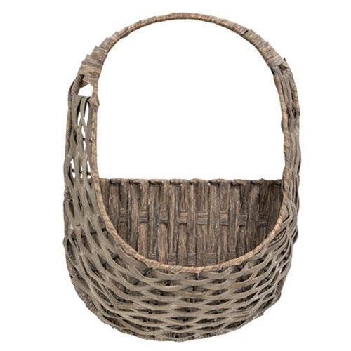 Graywashed Oval Hanging Wall Basket