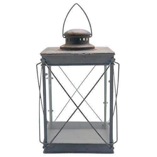 *Grey Lantern w/Glass - The Fox Decor