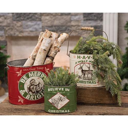 3/Set, Merry & Bright Buckets - The Fox Decor