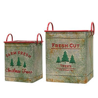 Thumbnail for 2/Set, Fresh Cut Trees Square Metal Buckets