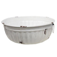 Thumbnail for 3/Set, Distressed White Metal Bowls w/Handles - The Fox Decor