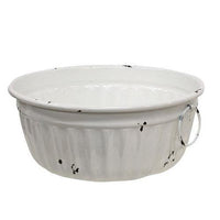 Thumbnail for 3/Set, Distressed White Metal Bowls w/Handles - The Fox Decor