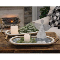 Thumbnail for 2/Set, Beaded Oblong Galvanized Trays - The Fox Decor
