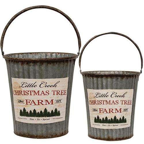 2/Set, Little Creek Galvanized Pails - The Fox Decor