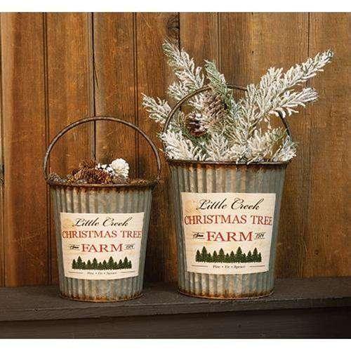 2/Set, Little Creek Galvanized Pails - The Fox Decor