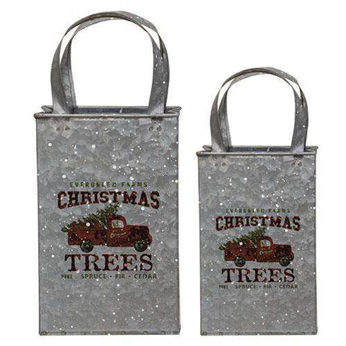 2/Set, Christmas Trees Metal Totes - The Fox Decor