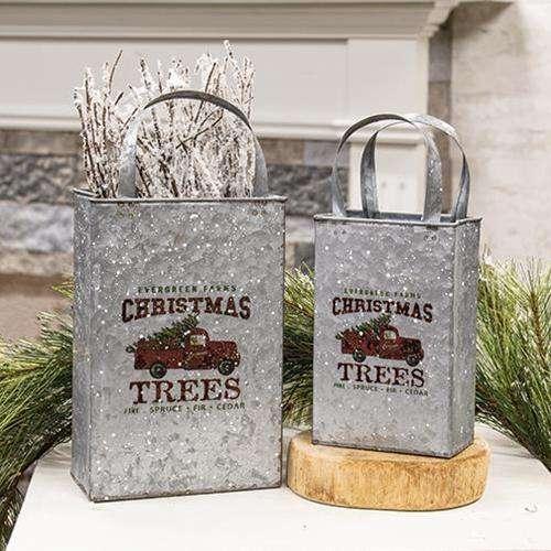 2/Set, Christmas Trees Metal Totes - The Fox Decor