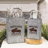 Thumbnail for 2/Set, Christmas Trees Metal Totes - The Fox Decor