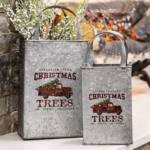 2/Set, Christmas Trees Metal Totes - The Fox Decor