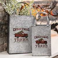 Thumbnail for 2/Set, Christmas Trees Metal Totes - The Fox Decor
