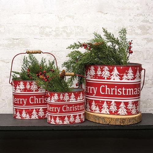 3/Set, Merry Christmas Oval Pails