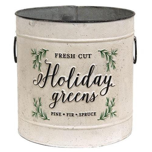 2/Set, Holiday Greens Distressed Metal Pails