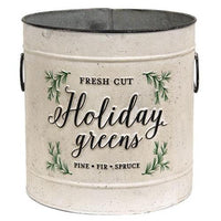 Thumbnail for 2/Set, Holiday Greens Distressed Metal Pails - The Fox Decor