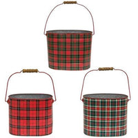 Thumbnail for 3/Set, Tartan Tidings Oval Pails - The Fox Decor