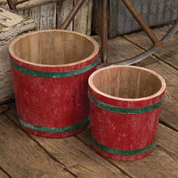 Thumbnail for 2/Set, Holiday Barrel Wooden Buckets - The Fox Decor
