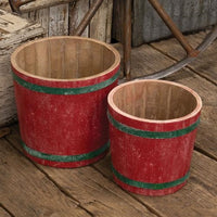 Thumbnail for 2/Set, Holiday Barrel Wooden Buckets
