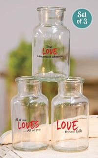 Thumbnail for Love Never Fails Glass Bottle, 3/set - The Fox Decor
