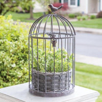 Thumbnail for Graywash Metal Birdcage With Basket Planter - The Fox Decor
