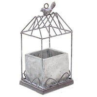 Thumbnail for Graywash Metal Birdcage With Cement Planter - The Fox Decor