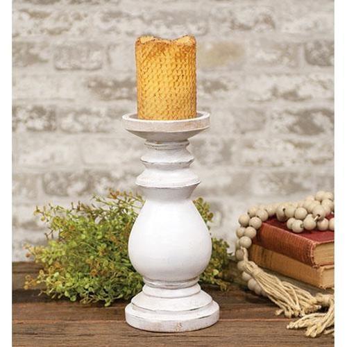 Medium White Resin Candlestick - The Fox Decor