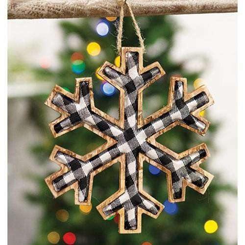 Black & White Plaid Snowflake Ornament, Large - The Fox Decor