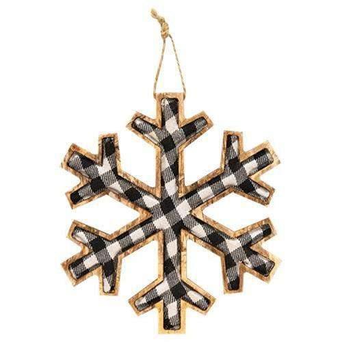 Black & White Plaid Snowflake Ornament, Large - The Fox Decor