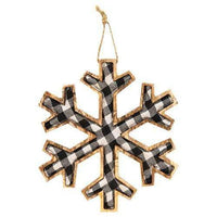 Thumbnail for Black & White Plaid Snowflake Ornament, Large - The Fox Decor