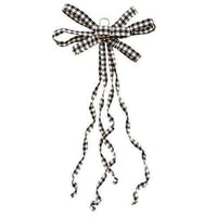 Thumbnail for Black & White Plaid Curly Ribbon Bow Ornament - The Fox Decor